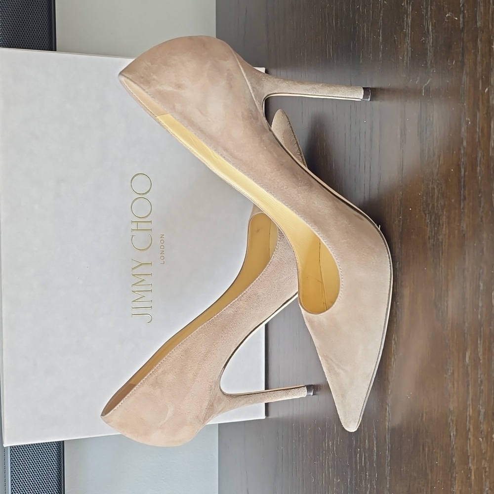 (1770be) JIMMY CHOO Abel Suede Heel, Size 38.5 / 8.5